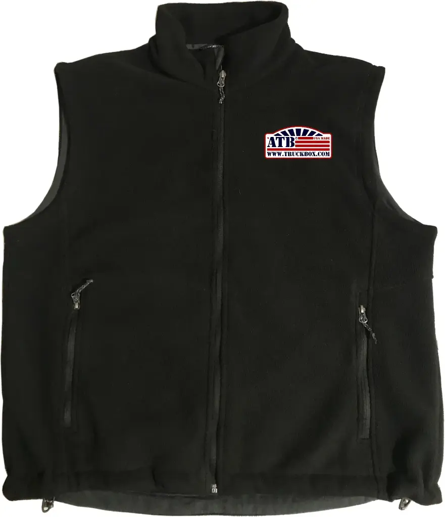 ATB Fleece Black Vest - Large - Two-Color Printed Front