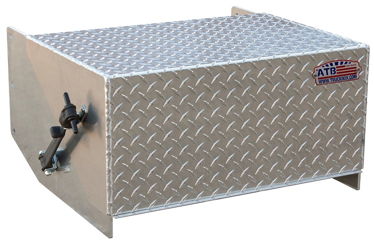 A-BB41 - 15"H x 23"D x 24"W - Aluminum Semi Truck Battery Box (Three Batteries), HD, All Smooth Body with Top Front Open Diamond TP Lid (Without Steps)
