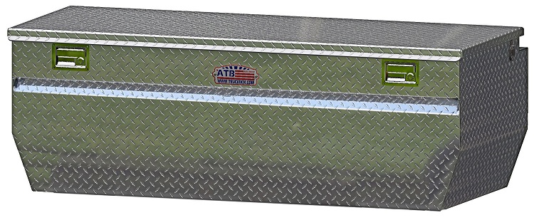 A-BC42- 19"H x 20"D x 62"W - HD Pickup Bed Chest Box, Aluminum Diamond TP Bright Finish, Offset Top Open Single Lid with Dual Gas Springs, Lid Supports, and Double Recessed Handle Locks