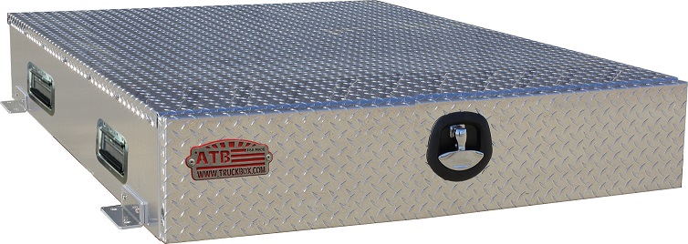 A-BPS41 - 12"H x 36"D x 44"W - Aluminum Truck Pullout Bed-Pack Sports Box, Smooth Body, Diamond TP Top/Drawer Front, Super HD, Single 34" Drawer with Center Dividers and SS DT-Handle Lock