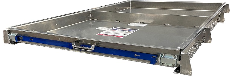 A-BT61 - 4.75"H x 74"D x 34"-48"W - Aluminum Sliding Pullout Tray for Pullout Bed-Pack Toolbox, Super HD, Single 74" Tray (60" Slides) with Center Divider.