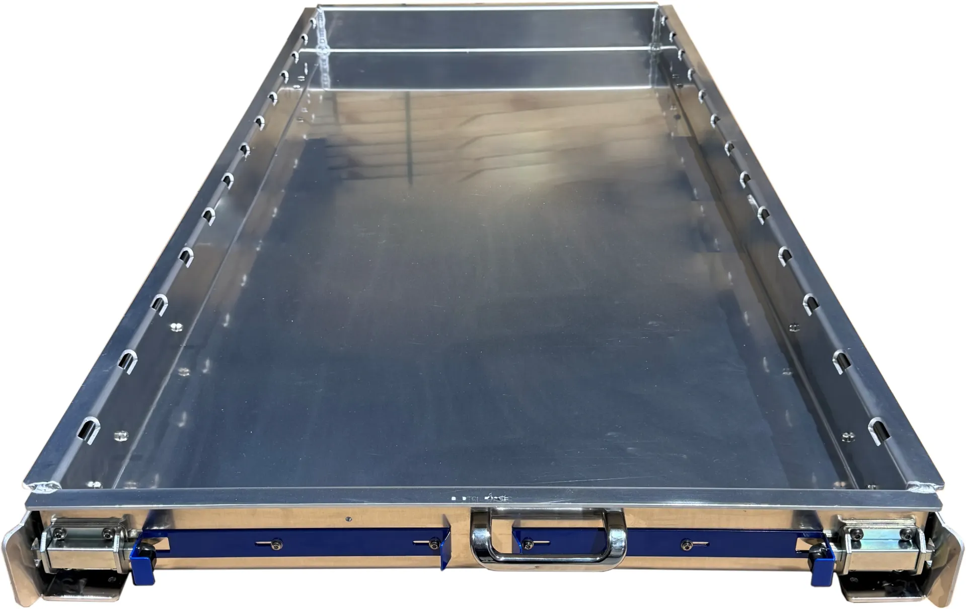 A-BT61 - 4.75"H x 74"D x 34"-48"W - Aluminum Sliding Pullout Tray for Pullout Bed-Pack Toolbox, Super HD, Single 74" Tray (72" Slides) with Center Divider.