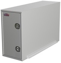 A-CP55 - 46"H x 95"D x 24"W - Aluminum Super HD Truck Cross-Pack Service Box, All Smooth Finish, Both End Single Side Open Doors With Gas Springs and SS DT-T-Handle Locks, Two Shelves, 4-Swivel Hooks & Frame Mount 