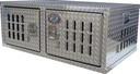 A-DK31 - 18"H x 28"D x 46"W - Aluminum Dog Box, Side Opening Double Door, Adjustable Air Vents, Rubber Floor Matting, All Diamond TP Finish.