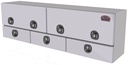 A-DU42- 21"H x 16"D x 94"W - Aluminum Top Mount Drawer Utility HD Toolbox, Smooth Body, Diamond TP Double Top Hinged Doors with Triple Drawers & DT-Handle Locks