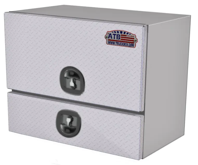 A-DU42 28"H x 20"D x 36"W - Aluminum Top Mount Drawer Utility HD Toolbox, Single Top Hinged Door and Single Drawer, T-Handle Locks, Smooth Main Body and Diamond TP Bright Finish