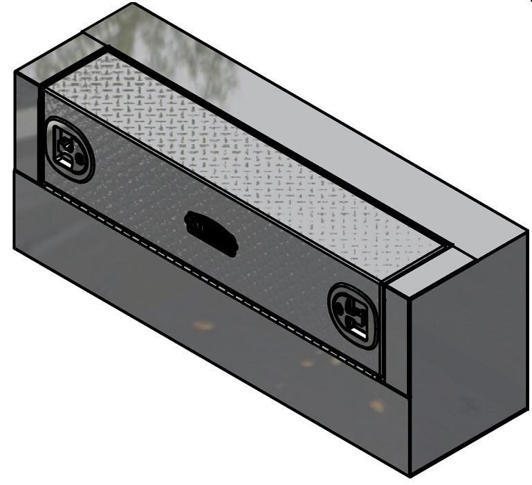 A-FI41 - 18"H x 14"D x 46"W - Aluminum Pickup Fender Inside HD Toolbox, Left Smooth Body, Diamond TP Single Drop Open Door with SS T-Handle Lock, Powder Coated MX-Black