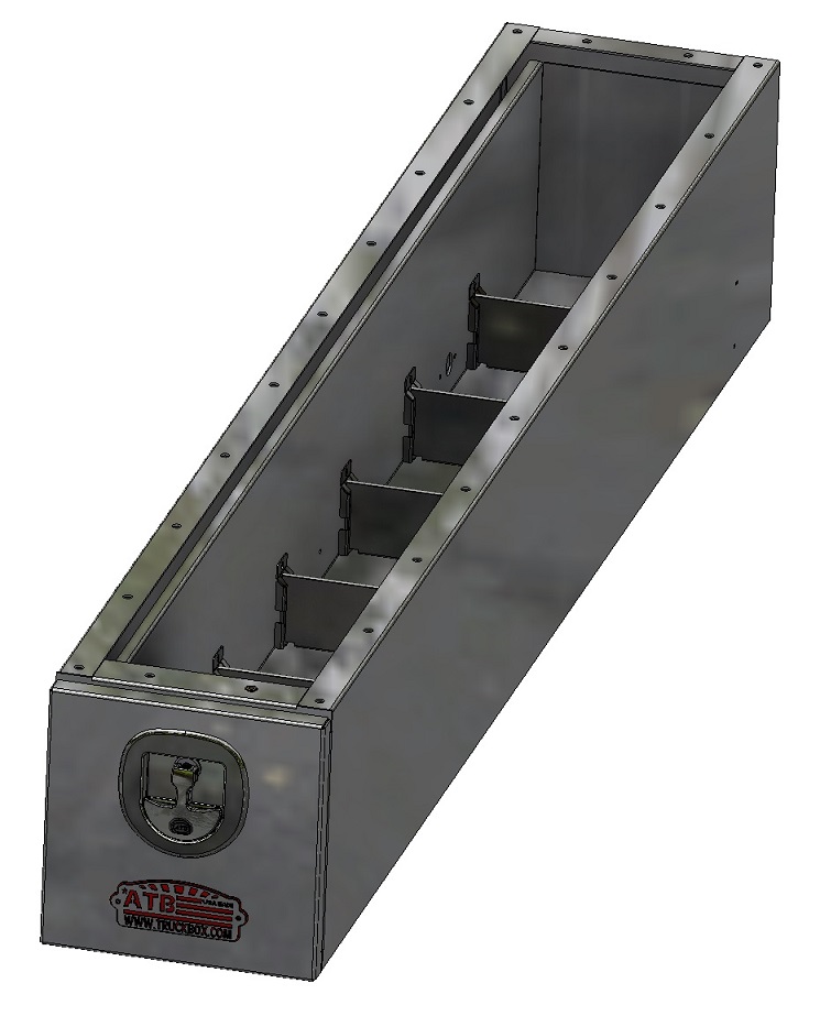 A-FU42 - 12"H x 72"D x 12"W - Aluminum Pickup Fender Under Box Mount Drawer Box, HD, All Smooth Body Finish, One 60" Drawers and Pull Open Door with SS DT-T-Handle Lock