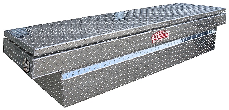 A-HC4 - 18"H x 24"D x 72"W - Aluminum Pickup Cross Saddle Toolbox, Super HD, with Pro-Sliding Tray, Mounting Hardware, All Diamond TP Bright Finish, Single Top Open Lid and Push Button Lock.