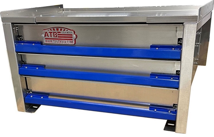 A-IK41 - 15"H x 15"D x 24"W - .090 Aluminum Drawer Insert Kit with Removable Dividers, HD, 3 Drawers (Top D1=3" / D2-3=4") with Rubber Inside Mats & 250lb Lock-In/Out Slides.
