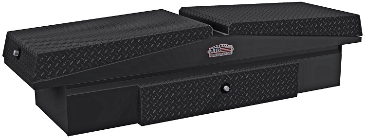 A-LG4 - 16.5"H x20"D x72"W - Aluminum Pickup HD LP Cross Toolbox, Smooth Body, Diamond TP Double Top Open Lids with Push-in Locks, Drawer, Pro-Tray & M-Hardware, All Powder Coated MX Black