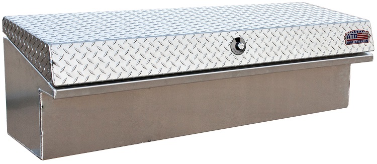 A-LS4 - 16"H x 17"D x 36"W - Aluminum HD Pickup Truck Low Profile (EZ Grab) Side Toolbox, Smooth Body, Diamond TP Single Top Open Lid with Push-In Lock, with Pro-Sliding Tray & M-Hardware 