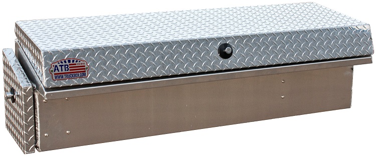 A-LS4 - 16"H x 17"D x 65"W - Aluminum HD Pickup Truck Low Profile (EZ Grab) Right Side Toolbox, Smooth Body, Diamond TP Single Top Open Lid with Push-In Lock, with Pro-Sliding Tray, 36" Drawer & M-Hardware 