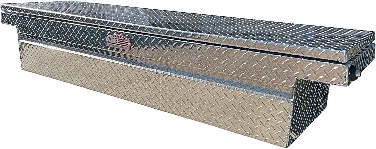 A-MC3 - 14"H x 20"D x 72"W - Aluminum Pickup Medium Profile HD Cross Toolbox, All Diamond TP Finish, with Pro-Sliding Tray & Mounting Hardware, Single Top Open Lid with Push Button Locks