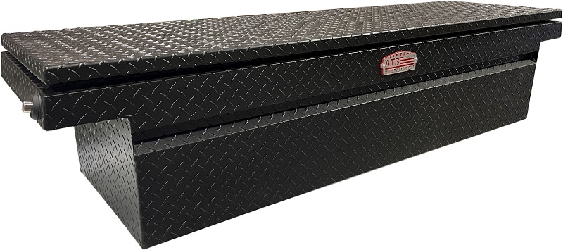 A-MC4 - 16"H x 24"D x 72"W - Aluminum Pickup Medium Profile HD Cross Toolbox, with Pro-Sliding Tray, Mounting Hardware, All Diamond TP Texture Black Powder Coat Finish, Single Top Open Lid, and Push Button Locks