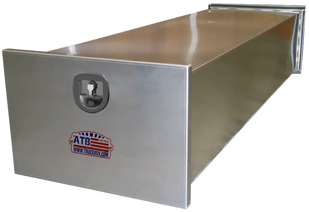 A-PE51 - 16"H x 101"D x 24"W - Aluminum Semi Trailer Panel Box, Super HD, Bright Smooth Finish, Drop Open Single Smooth Doors without Cable Supports and One DT-T-Handle Locks Centered.