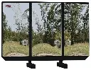 A-RB51 - 60"H x 12"D x 80"W - Aluminum Semi Tractor HD Rack Box, Powder Coated MX-Black Body with SS-Mirror Finish Triple Doors, 1 Chain Rack Outside Compartments, and 3 Shelves Center Compartment, DT-T-Handle Lockable Locks and I-Beam Mount.