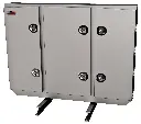 A-RB51 - 60"H x 12"D x 80"W - Aluminum Semi Tractor HD Rack Box, Smooth Body with Smooth Polished Finish Triple Doors, 1 Chain Rack Outside Compartments, and 3 Shelves Center Compartment, DT-T-Handle Lockable Locks and I-Beam Mount.
