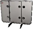 A-RB51 - 60"H x 12"D x 80"W - Aluminum Semi Tractor HD Rack Box, Powder Coated MX-Black Body with Smooth Polished Finish Triple Doors, 1 Chain Rack Outside Compartments, and 3 Shelves Center Compartment, DT-T-Handle Lockable Locks and I-Beam Mount.