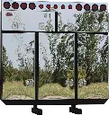 A-RB52 - 72"H x 12"D x 84"W - Aluminum Semi Tractor HD Rack Box, Powder Coated MX-Black Body, Triple Bottom and Double Top Mirror Finish Doors, 1 Chain Rack in Outside Compartments, and 3 Shelves in Center Compartment, DT-T-Handle Lockable Locks and I-Beam Mount