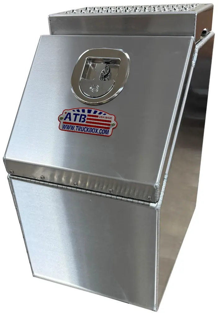 [A-SB51-242012D-S] A-SB51 - 24"H x 20"D x 12"W - Aluminum Semi Truck HD Saddle Box, All Smooth Finish, Single Drop Open Lid, NO STEPS & DT-Handle Lock