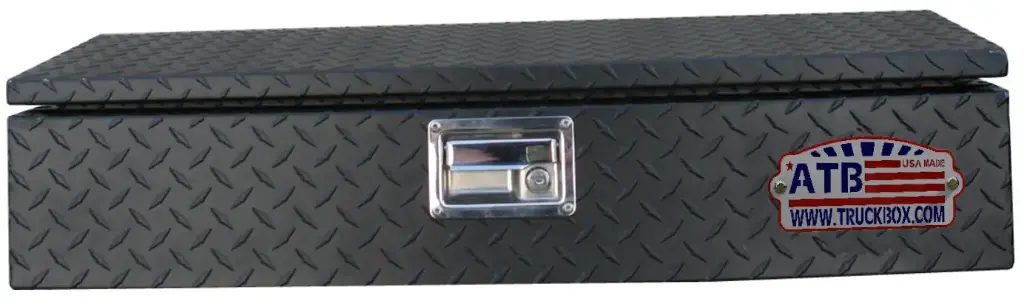 A-SC31 - 8"H x 13"D x 42"W - Aluminum ATV Box, HD Front Mount Sports 4-Wheeler Box, Top Open Slanted Lid, All Diamond TP Finish, with Double Gas Springs, Powder Coated Tuscan Black
