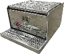 A-SF51S - 21"H x 30"D x 30"W - Aluminum Semi Truck Frame Step Toolbox, All Smooth Finish, Drop Open Door with DT-Handle Lock & Laser Cut Strut Pressed Grip Steps.
