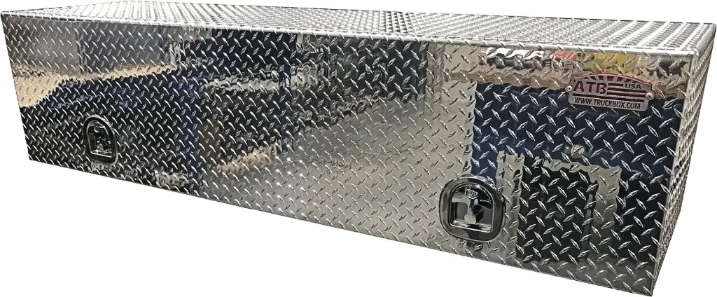 A-SG41G - 18"H X 14"D X 88"W - Aluminum Topside Truck Rail Utility HD Toolbox, All Diamond TP Finish, Single Top Hinged Door with Gas Springs & SS T-Handle Lock.