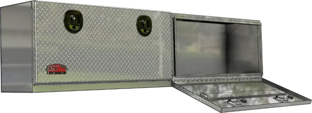 A-SG42 - 16"H x 13"D x 88"W - Aluminum Topside Truck Rail Utility HD Toolbox, All Smooth Body, Diamond TP Double Drop Open Doors with SS DT-T-Handle Locks