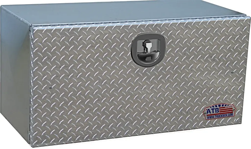 A-SG52 - 18"H x 18"D x 36"W - Aluminum Semi Truck Trailer Underbody Toolbox, Super HD, All Smooth Body, Single Drop Open Diamond TP Finish Door with Chains and SS DT-Handle Locks