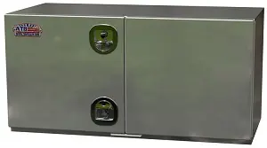 A-SG52 - 18"H x 18"D x 48"W - .125 Aluminum Underbody Semi Truck Trailer Toolbox, Super HD, All Smooth Finish, Left Side Open Double Doors with Door Support and Double DT-T-Handle Lock