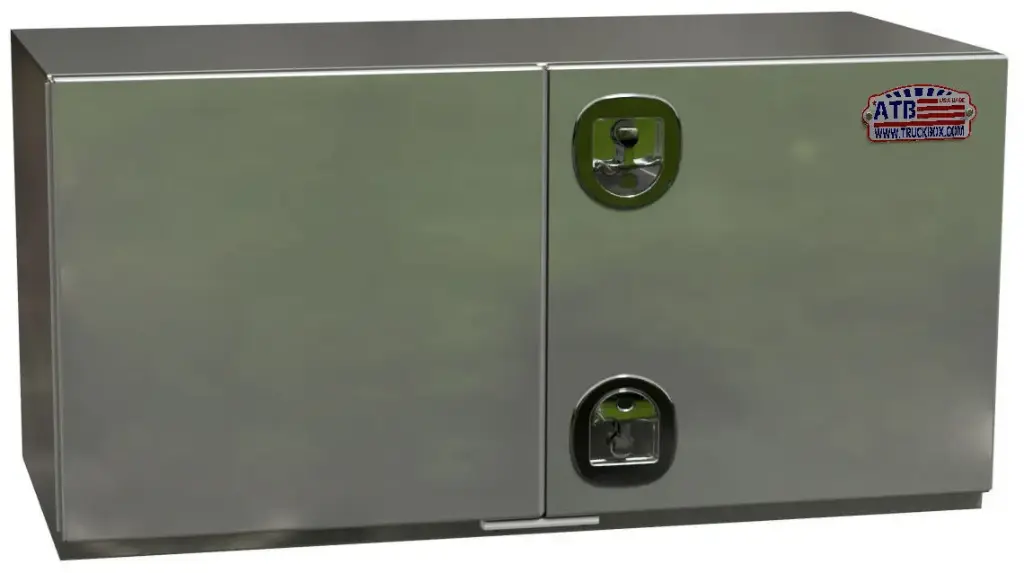 A-SG52 - 18"H x 24"D x 48"W - .125 Aluminum Underbody Semi Truck Trailer Toolbox, Super HD, All Smooth Finish, Right Side Open Doors and Double DT-Handle Lock