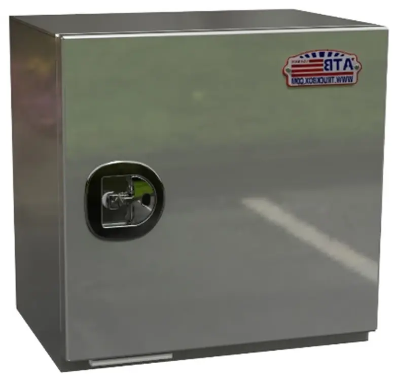 A-SG52 - 24"H x 24"D x 24"W - Aluminum Semi Truck Super HD Trailer Toolbox, All Smooth Finish, Right Side Open Single Door with SS DT-T-Handle Locks