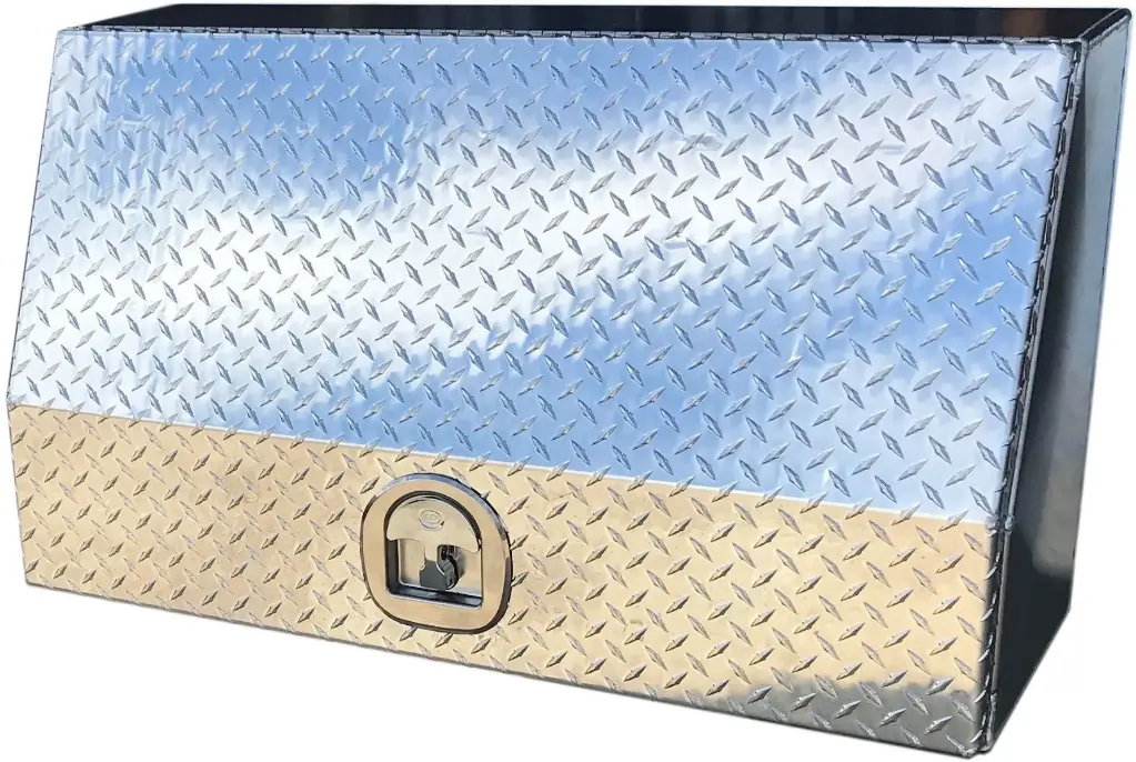 A-SU41 - 21"H x 14"D x 36"W - Aluminum Top Side Mount Compartment Utility HD Toolbox, All Smooth Body, Diamond TP Single Top Hinged Door With SS DT-Handle Lock