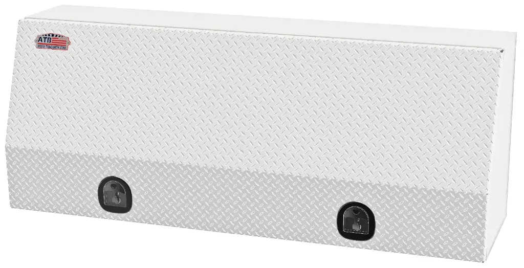 A-SU41 - 21"H x 16"D x 60"W - Aluminum Top Side Mount Compartment Utility HD Toolbox, Powder Coated X-White All Smooth Body with Shelf and Diamond TP Finish Single Top Hinged Bottom Open Door with SS T-Handle Lock.