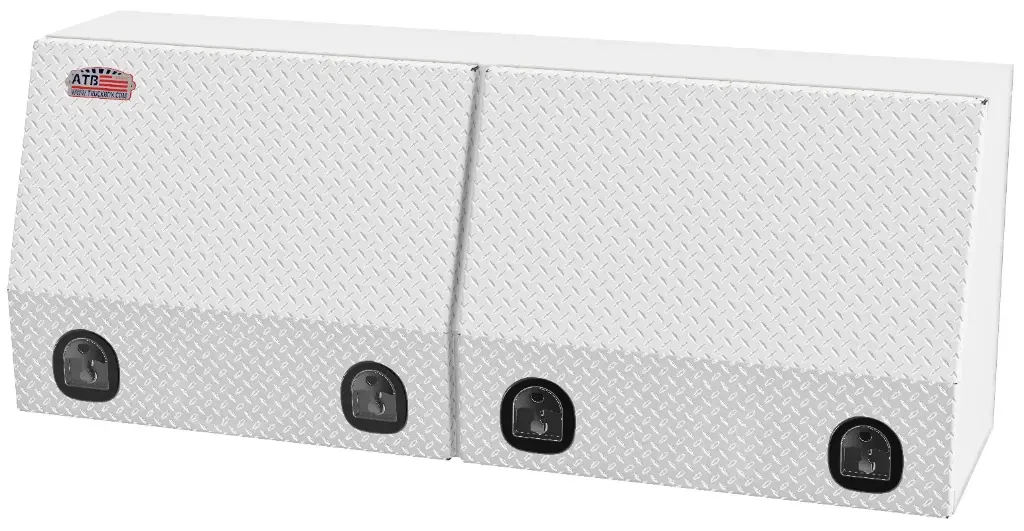 A-SU41 - 21"H x 16"D x 90"W - Aluminum Top Side Mount Compartment Utility HD Toolbox, All Smooth Body, Diamond TP Double Top Hinged Door, with Shelf & SS DT-Handle Locks, Powder Coated WX-White