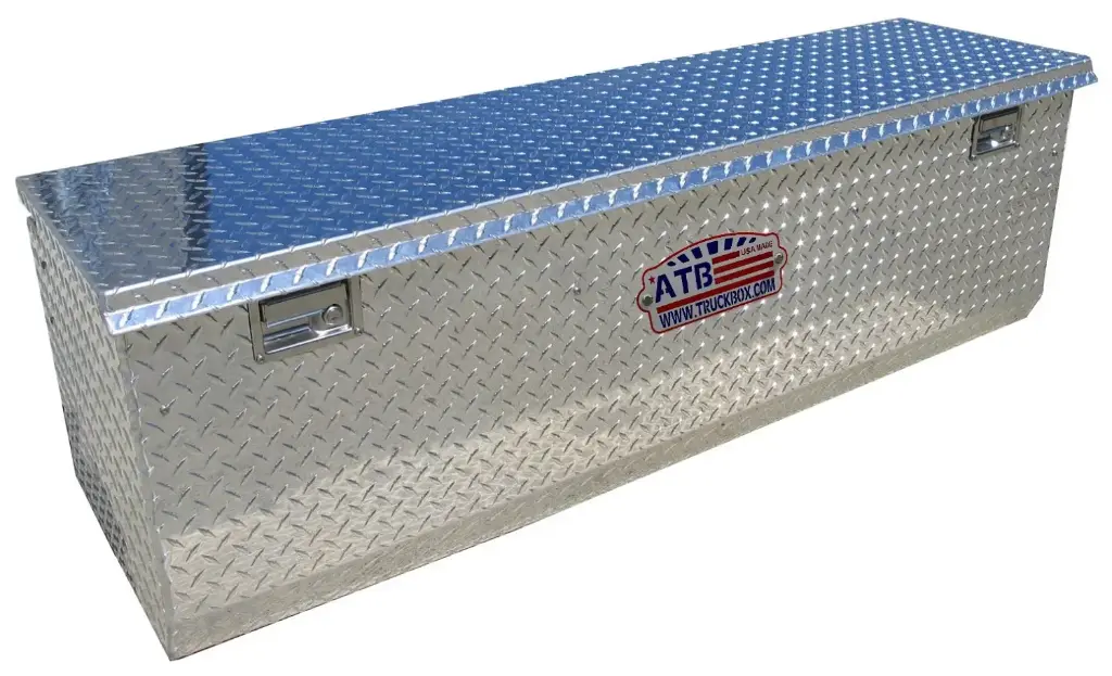 A-TC42- 24"H x 24"D x 60"W - HD Multi-Purpose (Offset Hinge) Chest Box, Aluminum Diamond TP Bright Finish, Top Open Single Lid with Dual Gas Springs, Lid Supports, and Double Recessed Handle Locks