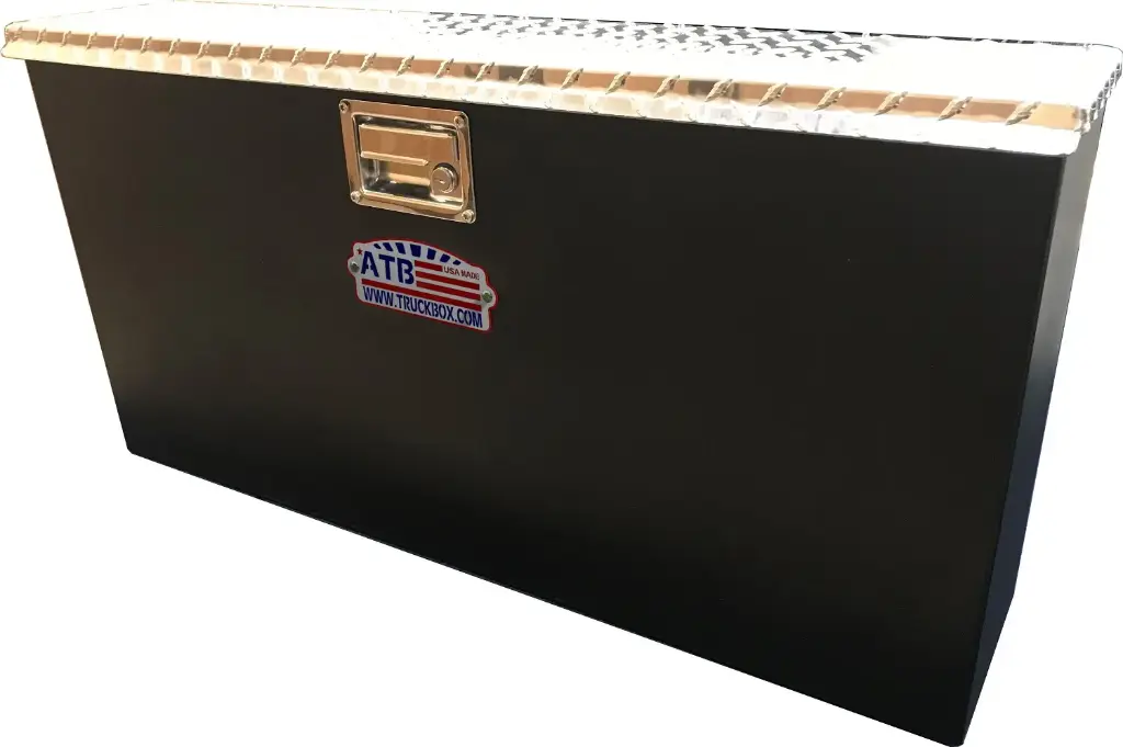 A-TC43C - 18"H x 8"D x 36"W - Aluminum Top Chest Slim Design Toolbox, Flush Back, HD, Smooth Body Powder Coated MX-Black, Diamond TP Top Open Single Lid and Lift Handle Lock.