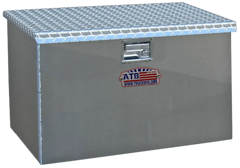 A-TC51C - 24"H x 24"D x 36"W - 10g Aluminum Semi Truck Top Chest Toolbox, Super HD, Smooth Bright Body with Diamond TP Top Open Single Lid with Gas Springs and Lift Handle Lock.