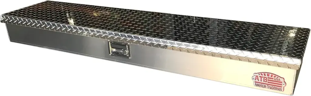 A-TM41 - 6"H x 14"D x 72"W - Aluminum Top Compartment Toolbox, HD, All Smooth Body, Diamond TP Top Open Single Lid with Gas Springs, Lift Handle Lock & Dividers.