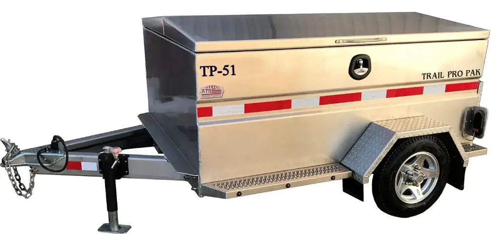A-TP51 - Aluminum Trail Pro-Pak Trailer - 42"H x 96"L x 65"W (OA 60"H x 150" L x 77"W), 2500 Lbs Torflex Axles, 225/75 x 15" Aluminum Tire/Wheels with Back 48" Storage Drawer.