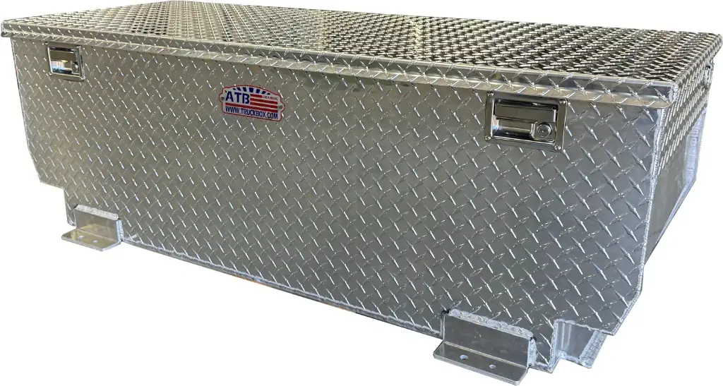 A-TT52 - 20"H x 24"D x 58"W - Aluminum Pickup Truck, HD Chest Fuel Tank Combo Toolbox, 66-Gal, Fender Notched, All Diamond TP Finish, Top Open Single Lid with Gas Springs and Lift Handle Locks.
