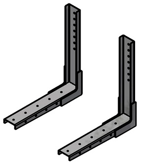 M2100C-G - 28"H x 25"D - L-Shape Fixed HD Steel Mount Bracket for C-Frame Mount Generator Application with Grade 8 Hardware Included, Powder Coated MX-Black (Packaged Set - 2 Brackets)