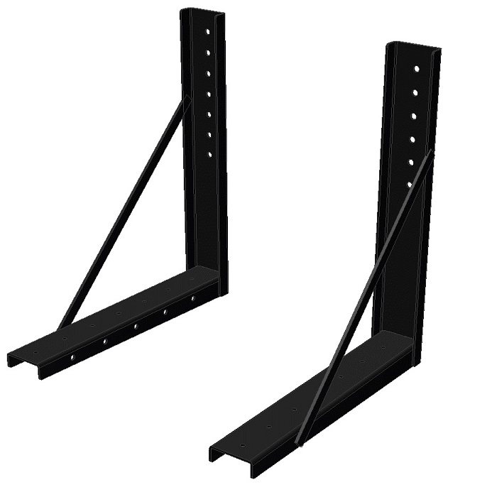 [M2104C] M2104C - 28"H x 28"D - L-Shape Fixed HD Steel Mount Bracket for C-Frame Mount Application with Grade 8 Hardware Included (Packaged Set - 2 Brackets)