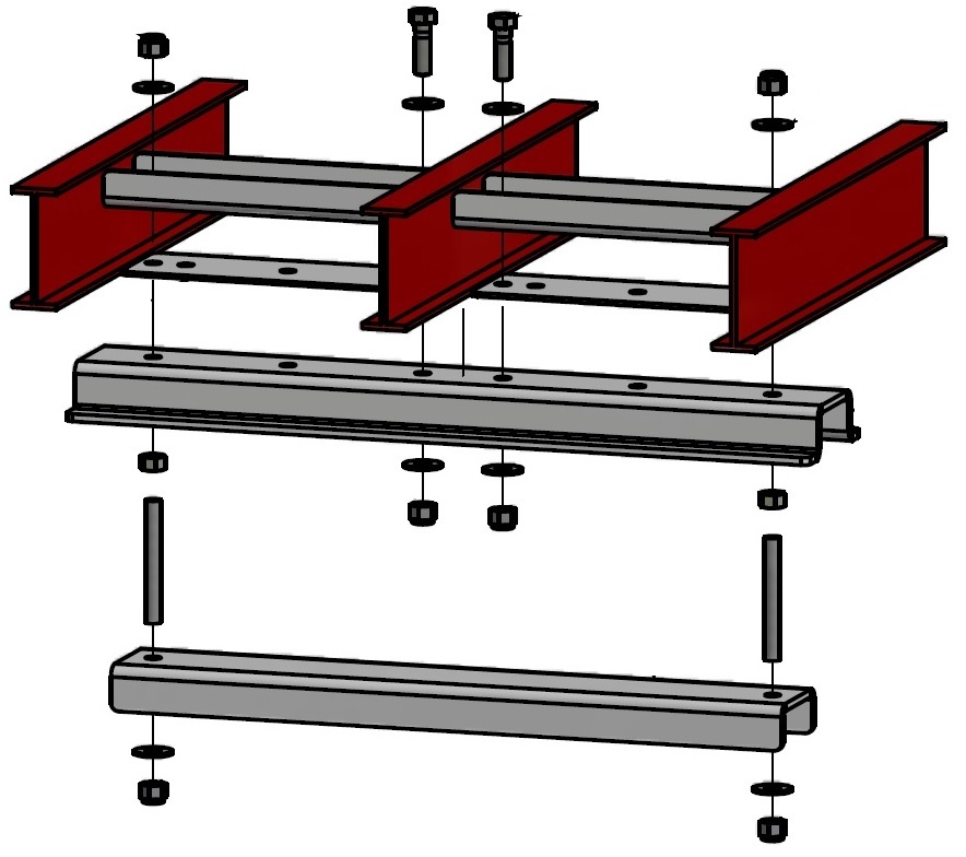 M2600UD - 24"H x 24"W - Aluminum Under-Deck HD Mounting Kit for Cargo Boxes, with 1 Hanger Adjustable Bracket, All Smooth Finish.