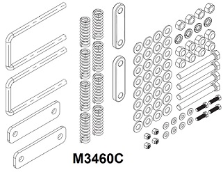M3460C - 5/8" x 15.375" U-Bolt Mount Kit (Ford F350-F450-F550 2017 Plus), for Cross-Pack Boxes C-Frame Installation Mount Application.