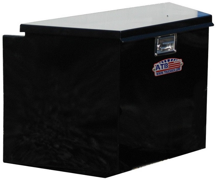 S-AF41 -24"H x 16"D x 35"W - 14g Steel Trailer A-Frame Box, HD Trailer Tongue Toolbox, Powder Coated Black Finish, Single Top Open Lid, with Gas Springs and Lift Handle Lock.
