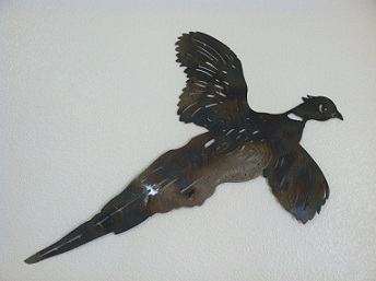 SAPT01B-1 Steel Wall Art (22 x 15), Laser Cut Metal Wall Art of a Pheasant, Crafted with Steel, Unique Color Burn, Powder Coated Clear