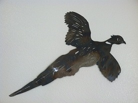 SAPT01B-2 Steel Wall Art (15.5 x 9.75), Laser Cut Metal Wall Art of a Pheasant, Crafted with Steel, Unique Color Burn, Powder Coated Clear