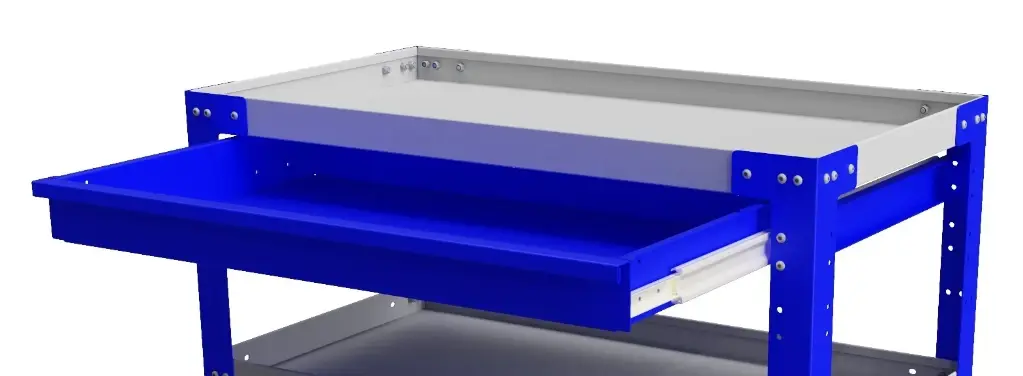 S-CMD31 - 4"H x 20"W x 36"D- Steel Drawer for Machine Cart for Shop/Tools with Inside Partitioned Dividers, Powder Coated Blue Streak